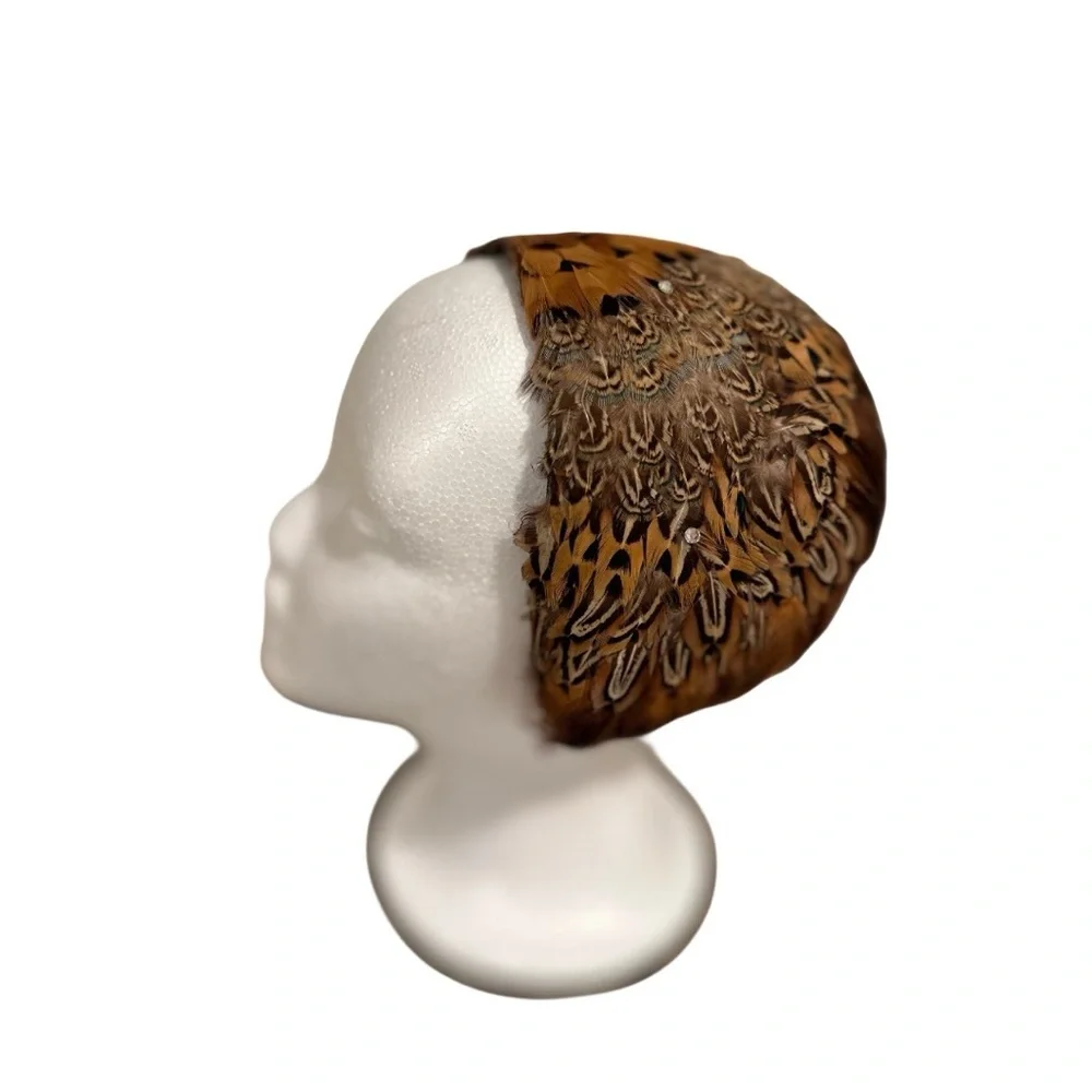 Bundle (2) Vintage Fascinator Pillbox Whimsy Hats 40-60s Pheasant Feather & Mink - Picture 13 of 17